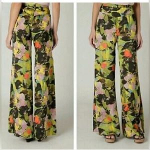 Anthropologie Leifnotes Blurred Dahlia Floral Wide Leg Pants 8